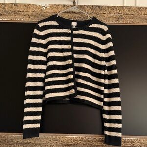 a new day Black & Cream Striped Button-Front Women's Cardigan